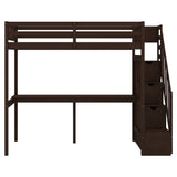 Twin Size Loft Bed with Storage Staircase and Built-in Desk, Espresso (Old SKU:GX000903AAP) - Home Elegance USA