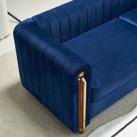 Modern velvet sofa blue color - Home Elegance USA