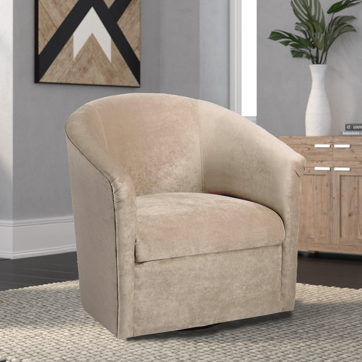 Eden Sand Swivel Chair - Home Elegance USA