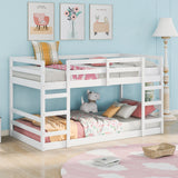 Twin Over Twin Bunk Bed with Ladder, White（OLD SKU：WF282787AAK） - Home Elegance USA