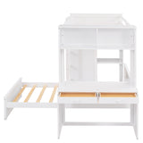 Twin size Loft Bed with a Stand-alone bed, Shelves,Desk,and Wardrobe-White - Home Elegance USA