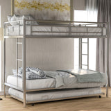 Twin over Twin Bunk Bed with Trundle, Silver - Home Elegance USA