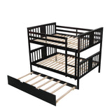 Full over Full Bunk Bed with Twin Size Trundle and Ladder-White(Old SKU: LP000204AAP) - Home Elegance USA