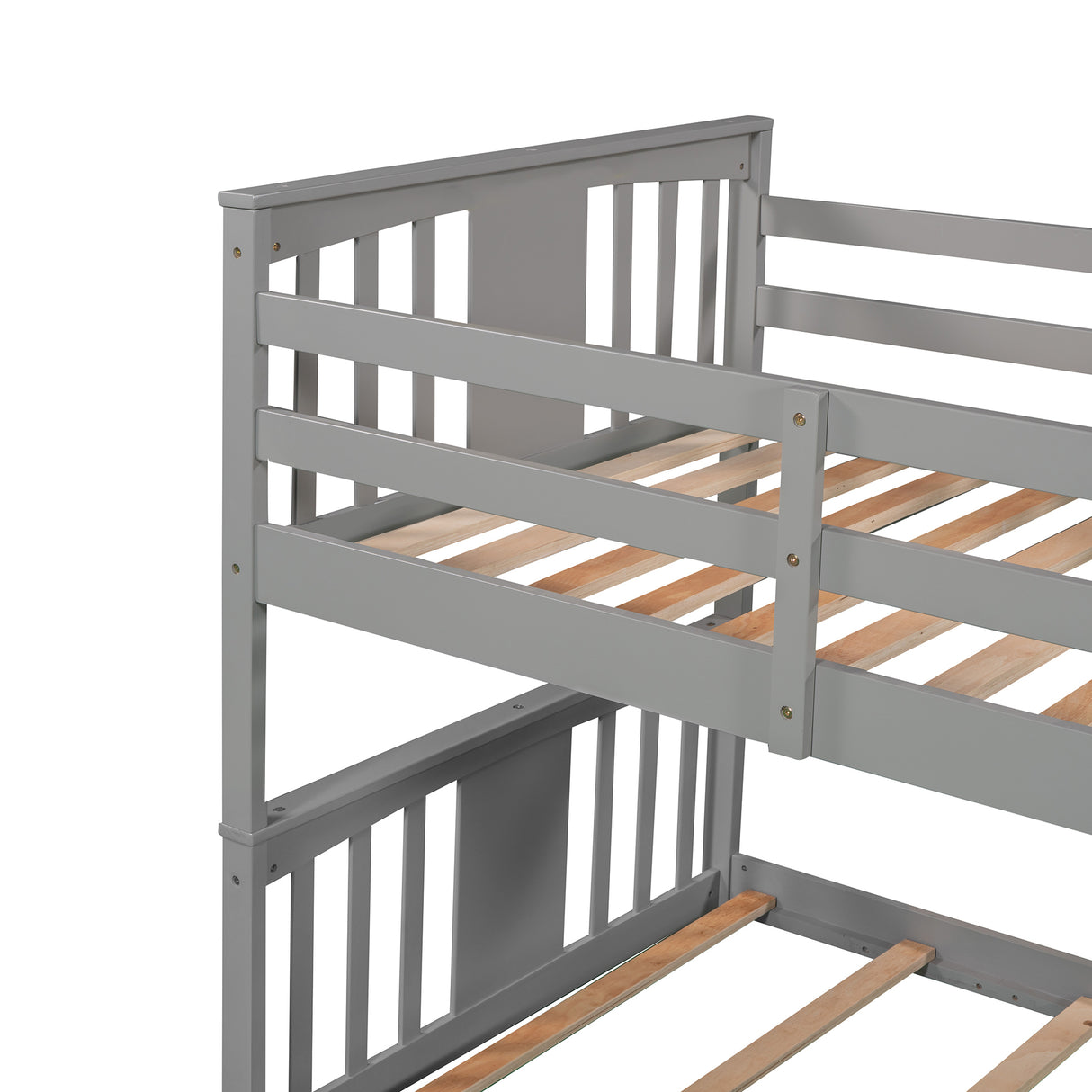 Twin Over Twin Bunk Bed with Ladder, Gray (Old SKU:LP000107AAE) - Home Elegance USA