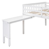 Full Size Loft Bed With Removable Desk and Cabinet, White - Home Elegance USA