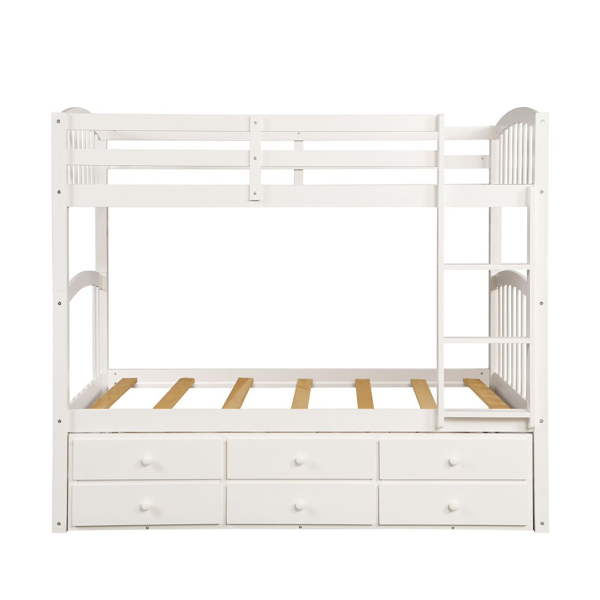 Twin Bunk Bed with Ladder, Safety Rail, Twin Trundle Bed with 3 Drawers for Teens Bedroom, Guest Room Furniture(White)(OLD SKU :LP000071AAK） - Home Elegance USA