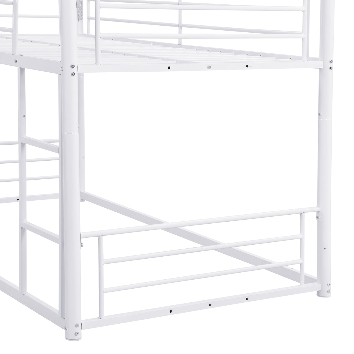 Twin Size Metal Bunk Bed with Ladders and Slide, Divided into Platform and Loft Bed, White - Home Elegance USA