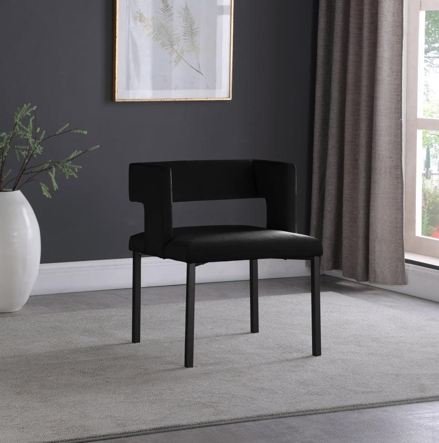 Caleb Velvet Dining Chair Set Of 2 In Black - 968Black - C | Meridian | Home Elegance USA