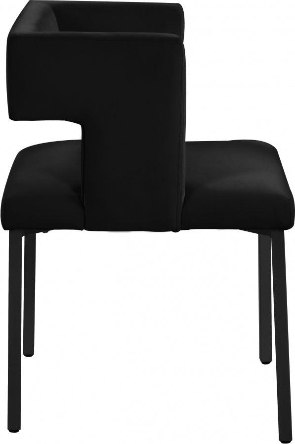 Caleb Velvet Dining Chair Set Of 2 In Black - 968Black - C | Meridian | Home Elegance USA