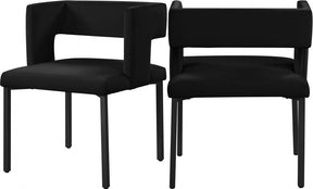 Caleb Velvet Dining Chair Set Of 2 In Black - 968Black-C | Meridian