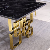 Contemporary Rectangular Marble Table, 0.71" Marble Top, Gold Mirrored Finish, Luxury Design For Home (78.7"x39.4"x29.9") - Home Elegance USA