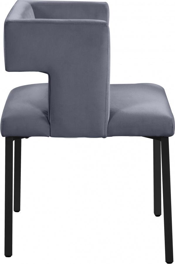 Caleb Velvet Dining Chair Set Of 2 In Grey - 968Grey - C | Meridian | Home Elegance USA