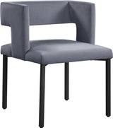 Caleb Velvet Dining Chair Set Of 2 In Grey - 968Grey - C | Meridian | Home Elegance USA