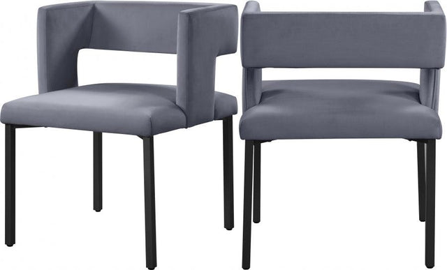 Meridian Furniture - Caleb Velvet Dining Chair Set Of 2 In Grey - 968Grey-C