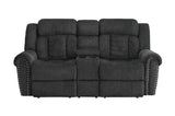 Homelegance - Nutmeg Charcoal Double Reclining Love Seat With Center Console - 9901Cc-2