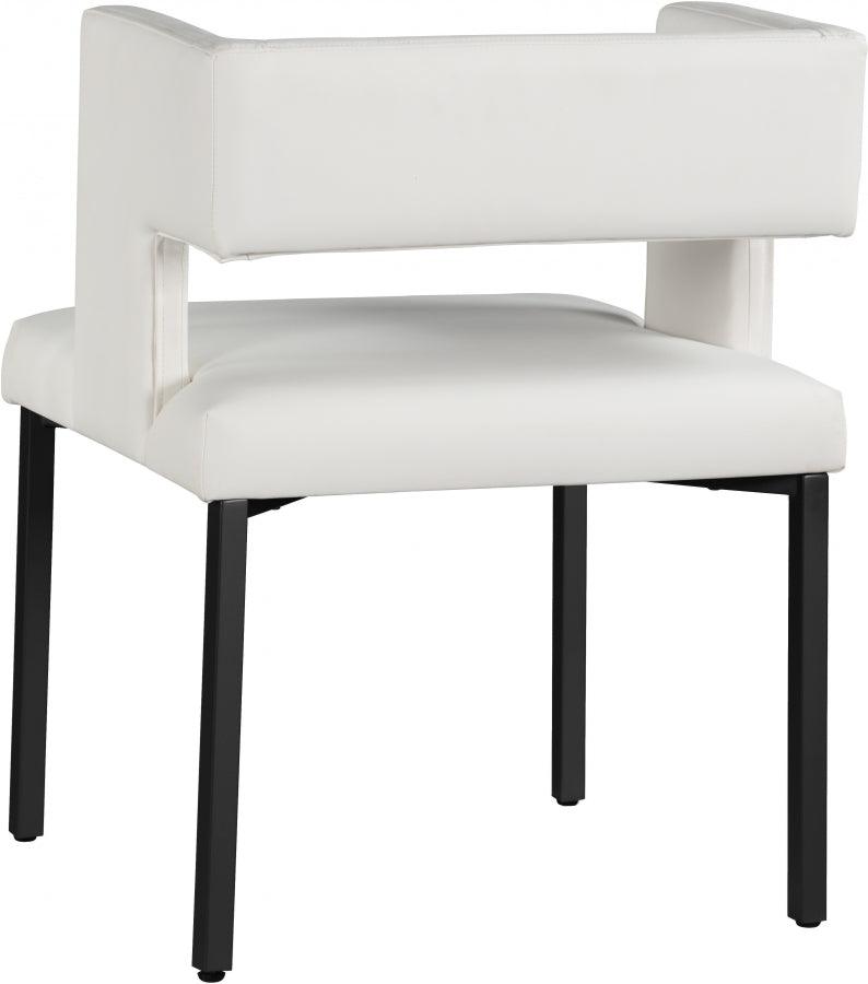 Caleb Faux Leather Dining Chair Set Of 2 In White - 968White - C | Meridian | Home Elegance USA