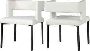 Caleb Faux Leather Dining Chair Set Of 2 In White - 968White-C | Meridian