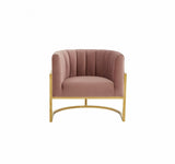 Modrest Landau Modern Pink Velvet & Gold Stainless Steel Accent Chair - Home Elegance USA