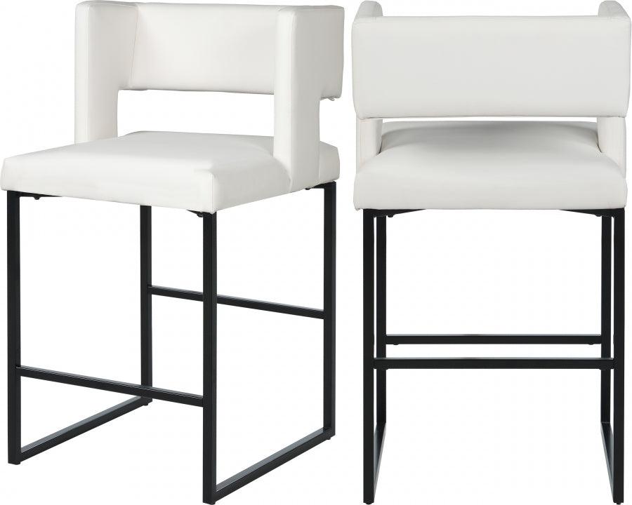 Caleb Faux Leather Counter Stool - Set Of 2 - 970White - C | Meridian | Home Elegance USA