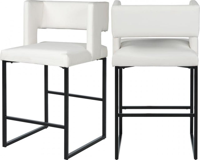 Meridian Furniture - Caleb Faux Leather Counter Stool -Set Of 2 - 970White-C