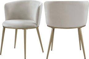 Skylar Velvet Dining Chair Set Of 2 In Cream - 965Cream-C | Meridian