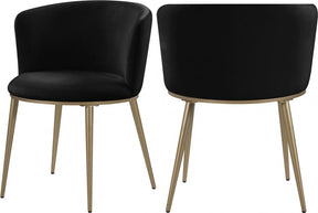 Skylar Velvet Dining Chair Set Of 2 In Black - 965Black-C | Meridian