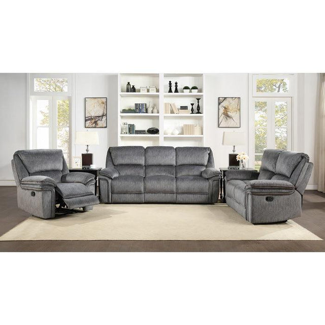 Homelegance - Muirfield 3 Piece Double Reclining Living Room Set In Gray - 9913-3-2-1