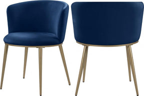 Skylar Velvet Dining Chair Set Of 2 In Navy - 965Navy-C | Meridian