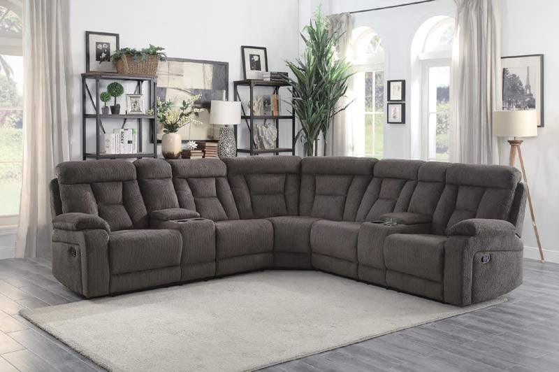 Homelegance - Rosnay Chocolate 3 Piece Sectional - 9914Ch-Sc