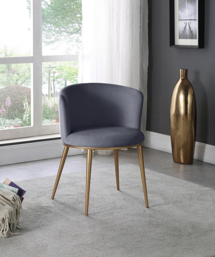 Meridian Furniture - Skylar Velvet Dining Chair Set Of 2 In Grey - 965Grey-C