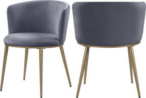 Skylar Velvet Dining Chair Set Of 2 In Grey - 965Grey-C | Meridian