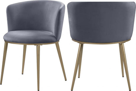 Meridian Furniture - Skylar Velvet Dining Chair Set Of 2 In Grey - 965Grey-C