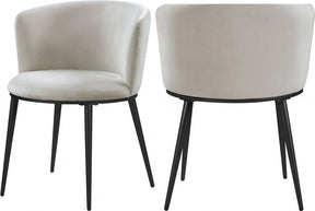 Skylar Velvet Dining Chair Set Of 2 In Cream - 966Cream-C | Meridian