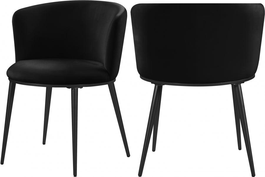 Meridian Furniture - Skylar Velvet Dining Chair Set Of 2 In Black - 966Black-C