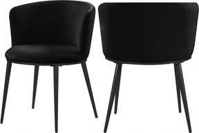 Skylar Velvet Dining Chair Set Of 2 In Black - 966Black-C | Meridian