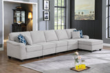 Leo Light Gray Linen 6 Seater Sofa and Ottoman Home Elegance USA