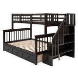 Stairway Twin-Over-Full Bunk Bed with Drawer, Storage and Guard Rail for Bedroom, Dorm, for Adults, Espresso color( old sku: LP000219AAP ) - Home Elegance USA