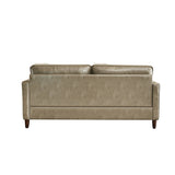 Modern Mid-Century Vegan Leather Sofa （Khaki） - Home Elegance USA