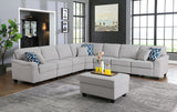 Leo Light Gray Linen 8Pc Modular L-Shape Sectional Sofa and Ottoman - Home Elegance USA