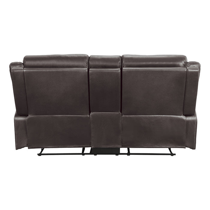 Homelegance - Yerba Double Lay Flat Reclining Love Seat With Center Console In Dark Brown - 9990Db-2