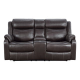 Homelegance - Yerba Double Lay Flat Reclining Love Seat With Center Console In Dark Brown - 9990Db-2