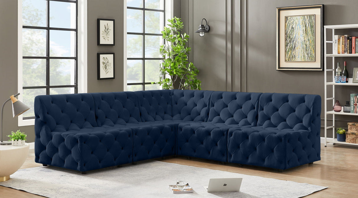 Tuft - Modular Sectional 5 Piece - Navy - Modern & Contemporary - Home Elegance USA