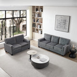 Living Room Sofa set 2+3 seat Dark Grey Corduroy Home Elegance USA