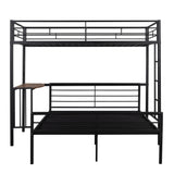 Twin Over Full Metal Bunk Bed with Desk, Ladder and Quality Slats for Bedroom, Metallic Black（OLD SKU :LP000092AAB） - Home Elegance USA