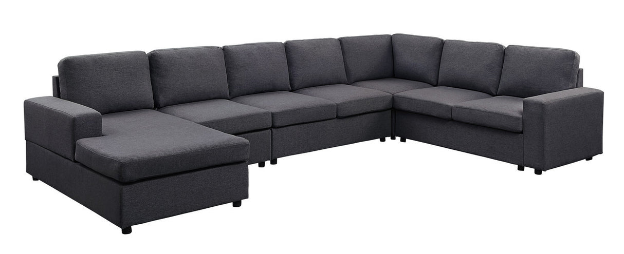 Hayden Modular Sectional Sofa with Reversible Chaise in Dark Gray Linen - Home Elegance USA