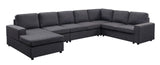 Hayden Modular Sectional Sofa with Reversible Chaise in Dark Gray Linen - Home Elegance USA