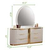 Laura Gold Detailed Dresser made with Wood in White - Home Elegance USA