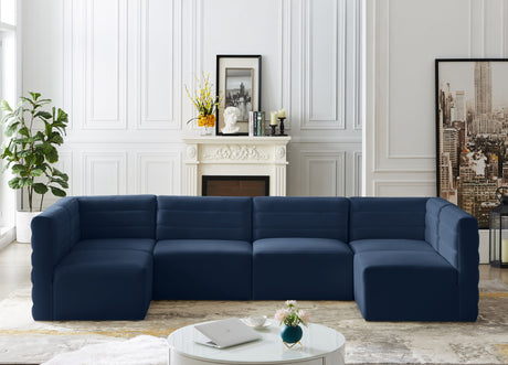 Quincy - Modular Sectional 6 Piece - Navy - Fabric - Home Elegance USA