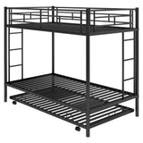 Twin over Twin Bunk Bed with Trundle, Black - Home Elegance USA