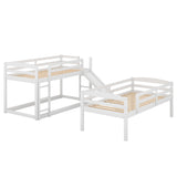 Twin over Twin over Twin Adjustable Triple Bunk Bed with Ladder and Slide,White(OLD SKU:SM000508AAK) - Home Elegance USA